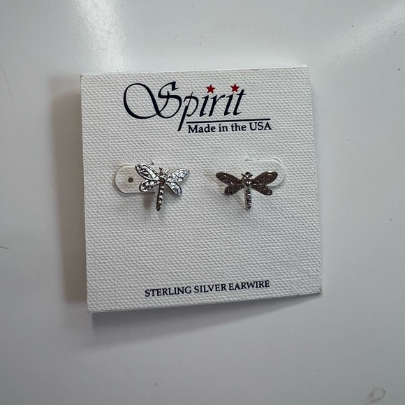 Silver dragonfly earrings - Picture 1 of 2